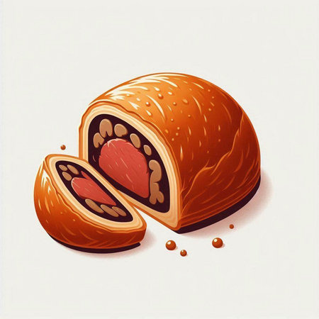 Illustration of a slice of a croissant on a white background