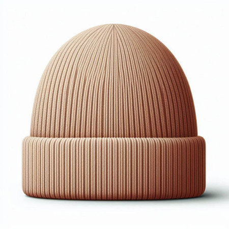 Brown knitted hat isolated on white background. 3d illustration.の写真素材