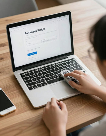 cropped shot of woman using laptop with online shopping website on screen