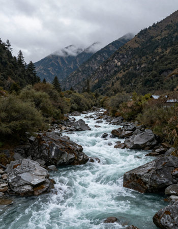 River in the Himalayas, Annapurna Circuit Trek, Nepal
