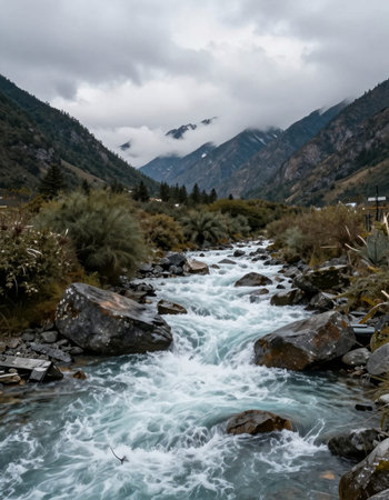 Mountain river in the Himalayas, Annapurna Conservation Area, Nepal