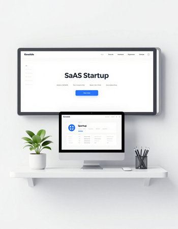 Responsive web design on computer screen. 3d rendering.