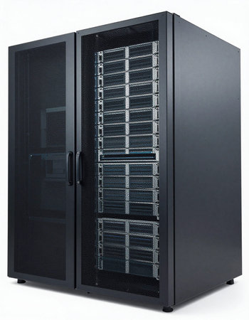 Server rack isolated on a white background. 3d render image.