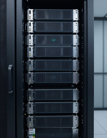 big data center with servers in a technology data center 3d rendering