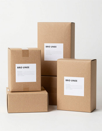 Cardboard boxes on a white background. Mock up