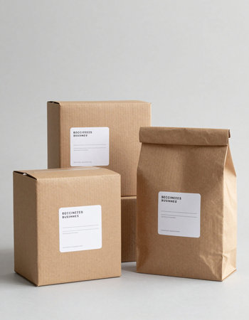 Kraft Paper Boxes Mock-Up - Two Floating Boxes