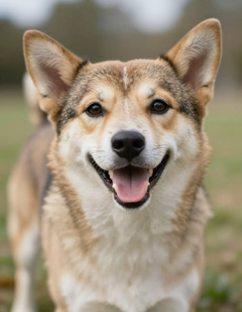Portrait of a cute Welsh Corgi Pembrokeの写真素材