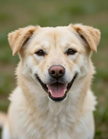 Portrait of a beautiful dog breed in the parkの写真素材