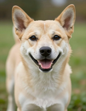 Portrait of a beautiful purebred dog photographed outdoors in the nature.の写真素材