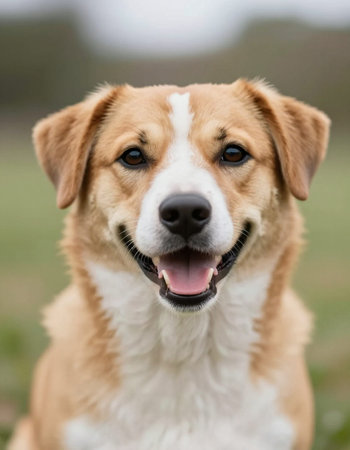 Portrait of a purebred dog photographed outdoors in the nature on a sunny day.