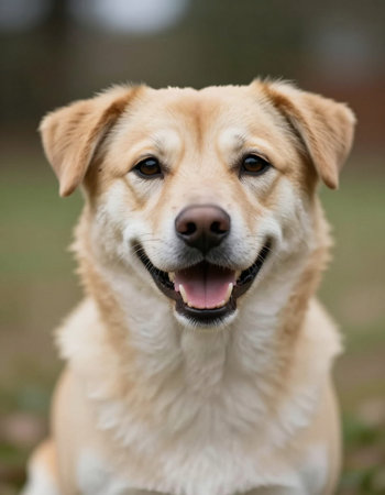 Portrait of a cute dog in the park. Shallow depth of field.