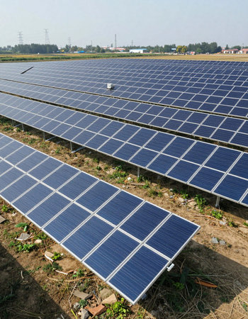 solar energy on the field, closeup of photo taken in China