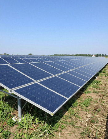 solar energy in the field, closeup of photo with selective focus