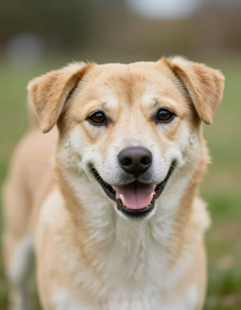 Portrait of an adorable mixed breed dog outdoors in the nature.
