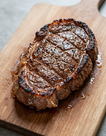 Grilled Tenderloin Steak on Wooden Cutting Board.の写真素材
