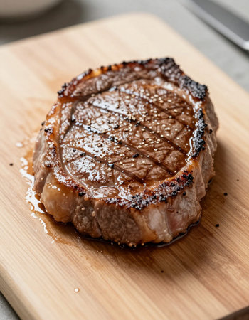 Grilled Tenderloin Steak on Cutting Board, squareの写真素材