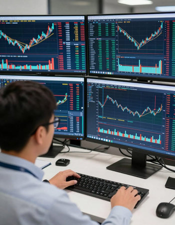 Stock market data on monitor. Stock market data on monitor. Stock market data on monitor screen....