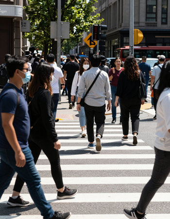 People walk in the street during an event.