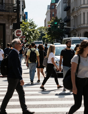 People gather outside building for fashion show in Milan.