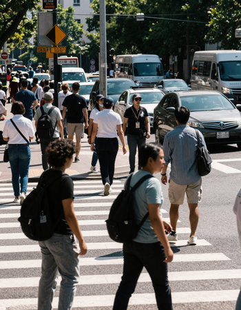 View of people walking in the streets in the afternoon