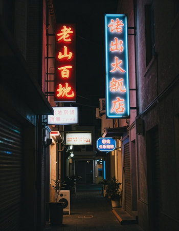 Neon signs on the streets of Tokyo.