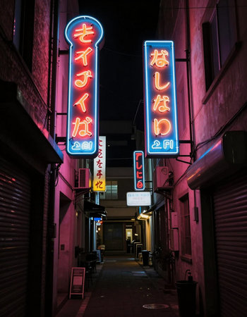 Neon signs in Osaka, Japan.の写真素材