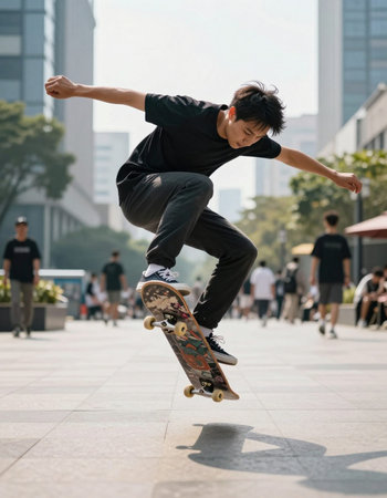 skateboarder skateboarding at skatepark in Hong Kong cityの写真素材