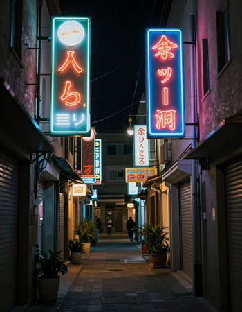 Night view of Taichung old street in Taiwan.