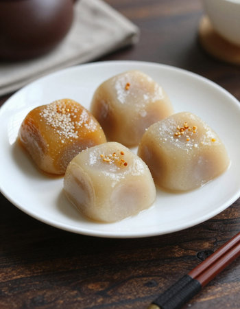 Korean traditional food Songpyeon, half-moon-shaped rice cake