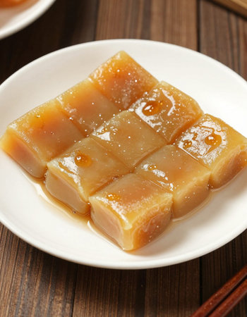 Japanese confectionery, glutinous rice cake with sweetened condensed milk