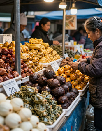 Street food market in Barcelona, Spain