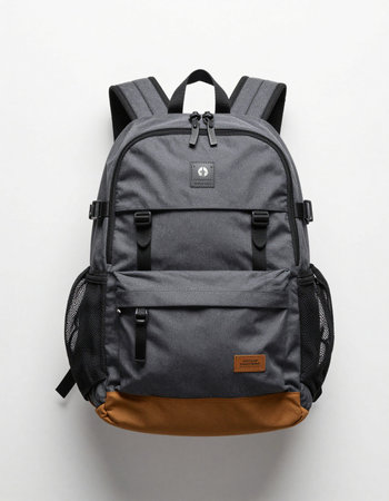 Black backpack isolated on white background. Clipping path included.