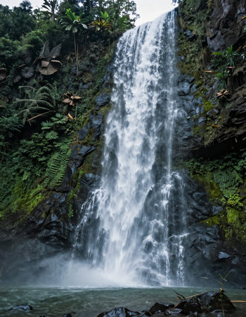 Waterfall in the rainforest of Bali island, Indonesia.