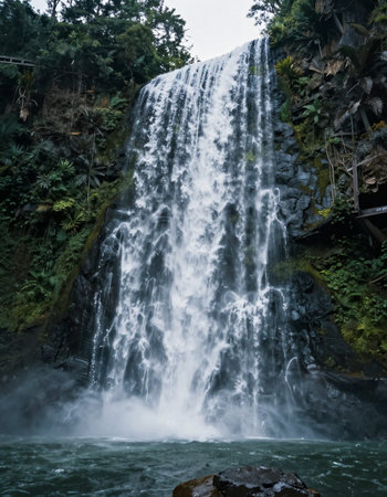 Tropical waterfall in rainforest, Bali island, Indonesia