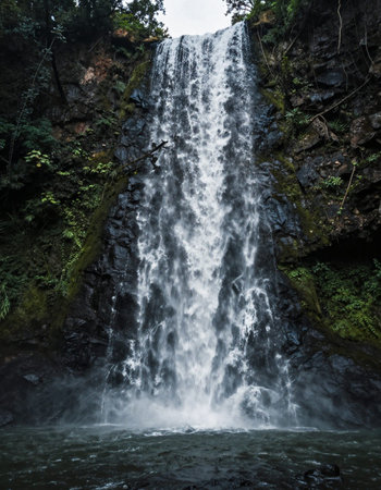 Waterfall in the forest. Beautiful waterfall in the rainforest.