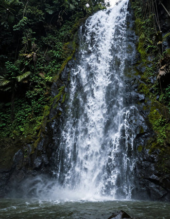 Waterfall in the jungle of Borneo, Sabah, Malaysia