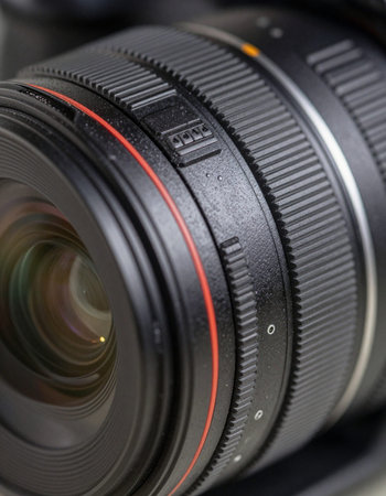 lens of a camera close-up with shallow depth of field