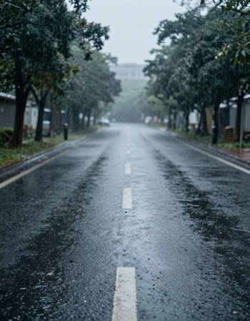 Rainy day on the road.