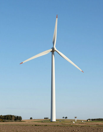Wind turbine in a field, Zaragoza Province, Aragon, Spain.