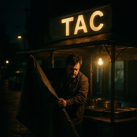 Street food vendor at night in the city. Street food concept.の写真素材