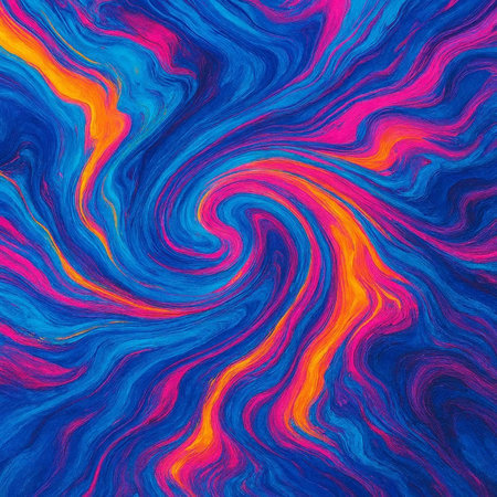 Abstract colorful background. Acrylic painting on canvas with swirls.