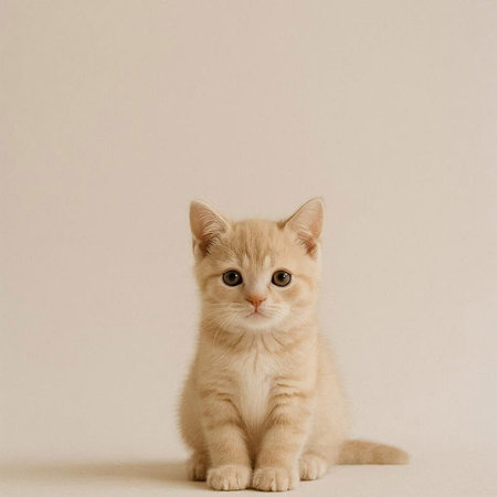 shorthair cat sitting on the floor looking at the camera.