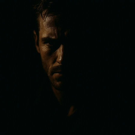 Portrait of a young man on a dark background. Studio shot.