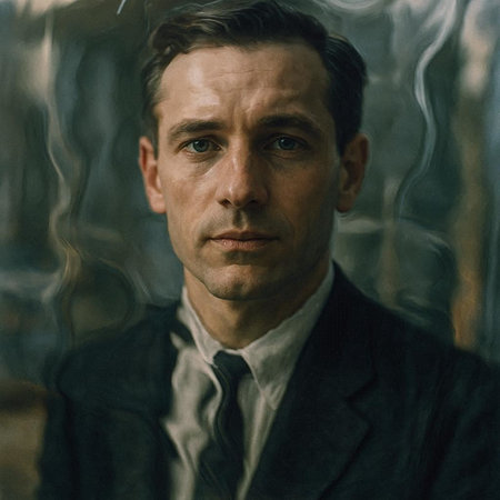 Portrait of a handsome middle-aged man in a suit.