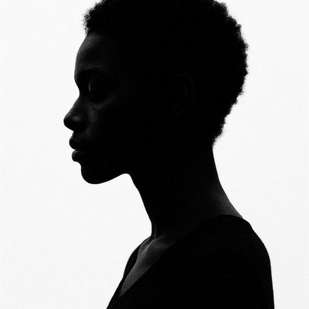 Silhouette of a young african american woman in profile