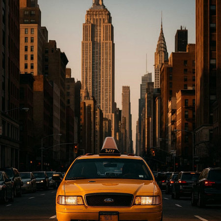 Yellow taxi cab in New York City.