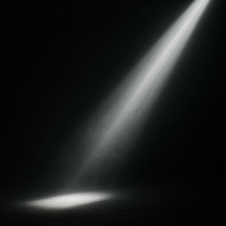Spotlight on a black background. 3d rendering. Computer digital drawing.