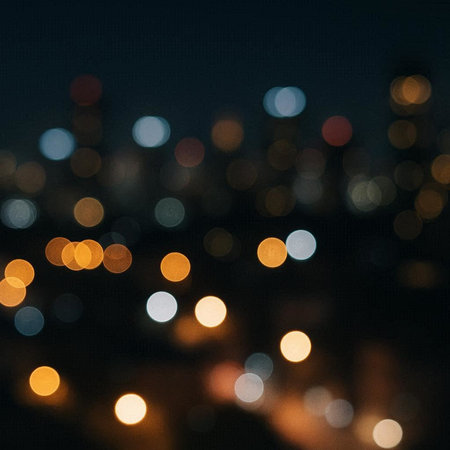 Abstract circular bokeh background of city at night. Selective focus.
