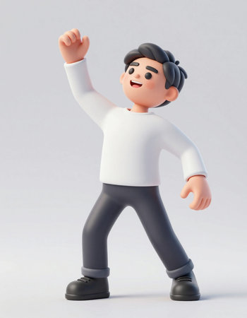 3d illustration of a cartoon character standing with his arms outstretched
