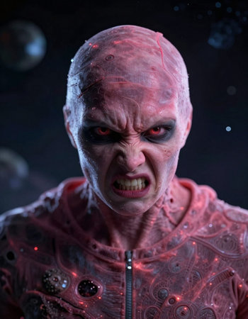 Zombie man in the dark. Horror movie. Black background.